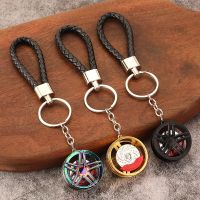 New Hot Sale Creative Metal Keychain Turbo Gear Hub Key Ring Brake Disc Shock Absorber Leather Rope Personalized Car Key Pendant