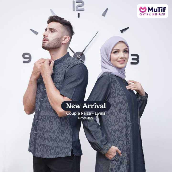 Baju Muslim Mutif Couple Raize Livina Navy Dark Lazada Indonesia