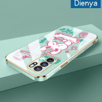 เคส Dienya สำหรับ OPPO Reno 6 5G Reno 6Z 5G Reno 6 Pro 5G เคสการ์ตูนน่ารักลายโชคดีใหม่กรอบชุบสี่เหลี่ยมซอฟท์ซิลิก้าเจลกันกระแทกเคสมือถือรวมเลนส์กล้องถ่ายรูปฝาครอบป้องกัน