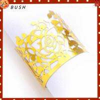 BUSH 100 pcs สีทองทอง ห่วงใส่ผ้าเช็ดปากลายดอกกุหลาบแบบใช้แล้วทิ้ง กระดาษสะท้อนแสง 6.3นิ้วค่ะ ห่วงรัดผ้าเช็ดปากสะท้อนแสงสีทอง ทนทานต่อการใช้งาน กุหลาบกุหลาบกุหลาบ ห่วงรัดกระดาษเช็ดปากสะท้อนแสง โต๊ะสำหรับโต๊ะ