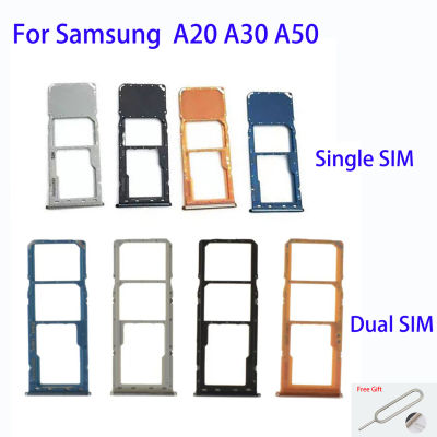 ถาดใส่ซิมการ์ดขาตั้งสำหรับ Samsung Galaxy A20 A50 / A205 A305 A505ซิมการ์ดอะแดปเตอร์ซิมการ์ดกับที่ใส่ไมโครการ์ด SD ถาดอะไหล่อะแดปเตอร์ส่วน