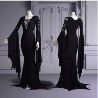 คอสเพลย์ Wtich Ghost เครื่องแต่งกาย Gothic ชั้นรถไฟ Dressตัวอย่างเช่น Vintage Morticia Addam Bandage Gown Robe ฮาโลวีน Dress Up Party