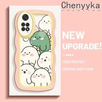 Chenyyka เคสสำหรับ Xiaomi MI Redmi Note 11 11S Poco M4 Pro 4G เคสลายการ์ตูนไดโนเสาร์น่ารักใหม่ Colour มาการอนคลื่นขอบกันกระแทกแบบใสนุ่มเคสมือถือโปร่งใสลายกล้องถ่ายรูปที่สร้างสรรค์ซิลิกาเจลฝาครอบป้องกัน