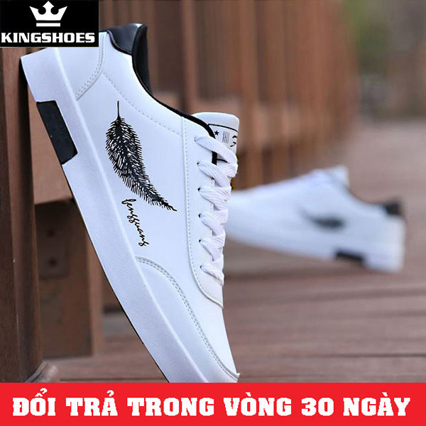 Giày nam thể thao sneaker KINGSHOES trắng đẹp cổ cao cho học sinh ...