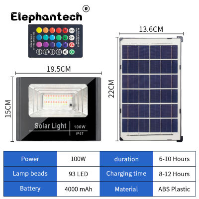 2021 Latest LED Solar RGB Flood Light IP67 Waterproof 100W 200W 300W Outdoor Lighting RGB Floodlight AC 220V Solar Flood Light