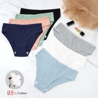 3Pcs/Pack Lady Underwear for Women Ribbed Cotton Briefs Solid Color Comfortable Panties Plus Size Female Underpants M-XXL