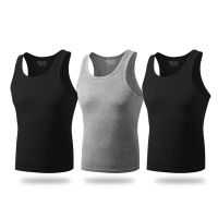 ALSHOW Best Sellers Stretchy Men Vest Pure Cotton Breathable Round Neckline Vest for Men coarse-pitch thread