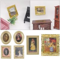 Dollhouse Ornament Resin Craft Doll Accessories Vintage Framed Photos Mini Picture Miniature Oil Painting 1:12 Scale Drawing Painting Supplies