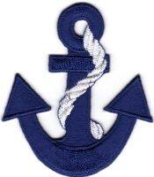 iron on patch Embroidery Anchor sailing 6.5 x 6cm ใบหน้าที่ยิ้ม สมอเรือ ตัวรีด เย็บติดผ้าประเทศไทย โลโก้ปัก มีกาวสำหรับรีด ตกแต่งเสื้อผ้า