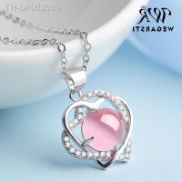 ☜▩ WEGARSTI Natural Rose Quartz Heart Pendant Necklace 925 Sterling Silver Gemstones Choker Statement Necklace Women Fine Jewelry