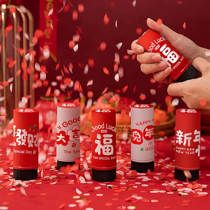 Confetti Poppers Hand Twisted Cylinder Shape New Year Mini Handheld