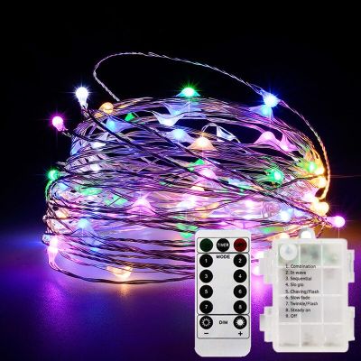 Led String Lights 5M10M20M Sliver Wire Timer 3AA Battery 8Mode With 13Key Xmas Garlands Wedding Christmas Holiday Decor Lamps