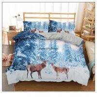 【hot】♀● Elk Sets Print Bed Set Soft Microfiber Luxury Duvet Cover Pillowcase 2/3 Piece Adults