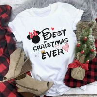 Mickey Mouse Graphic Printed Best Christmas Ever Letters Tshirt Cute Cartoon Disney Tshirts Gildan