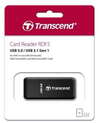 Transcend EXTERNAL CARD READER USB 3.1 Gen1 ตัวอ่านการ์ดแบบพกพา ประกัน 2 ปี รุ่น TS-RDF5K