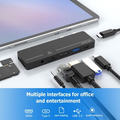 USB ฮับสำหรับ Microsoft Surface Pro 8 HDMI-เข้ากันได้ RJ45 3.5Mm เครื่องอ่านบัตร TF USB3.0ออดิโอ PD Type-C อะแดปเตอร์สำหรับ Surface Pro X FONA