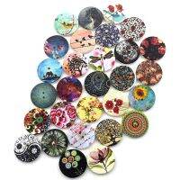 20MM Retro Theme Round Printing Wood Buttons Sewing Cloth Scrapbooking Crafts Home Card Making Accessories Making Decor Haberdashery