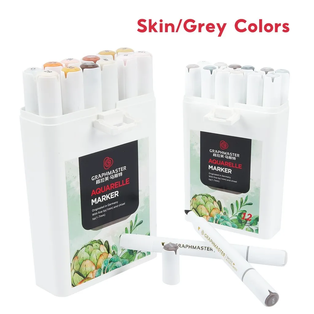 ∋♕☼ Seamiart [Ready Stock] GRAPHMASTER Grey Skin Colors Twin Tips Marker  Pen for Anime Figure Drawing Art Supplies | Lazada