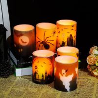 LED Electronic Candles Halloween Pattern Candle Lamps Battery Flameless Candles Velas  Easter Festival Party Bar Decoration