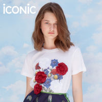 iCONiC SPACE FLORALS Cosmonauts T-Shirt Collection #4489 เสื้อยืด พิมพ์ลาย ตกแต่ง POP UP 3 มิติเสื้อผ้าผู้หญิง เสื้อยืดผู้หญิง เสื้อยืดแฟชั่น เสื้อสีขาว