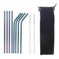 Reusable Metal Drinking Straws 10pcs/set 304 Stainless Steel Sturdy Bent Straight Drinks Straw Cleaning Brush  Reusable Straws Specialty Glassware