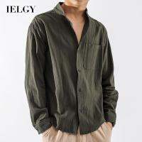 IELGY เสื้อแจ็คเก็ตผ้าลินินหลวมสำหรับผู้ชาย