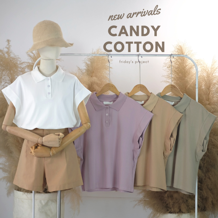 candy-cotton-เสื้อผ้าคอตตอนยืดทรงโปโลน่ารัก-มี-4-สี
