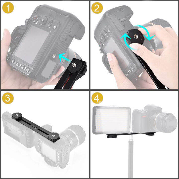 professional-universal-aluminum-alloy-outdoor-hot-shoe-mount-easy-install-durable-extender-camera-accessories-photography-dual-head-travel-portable-flash-bracket