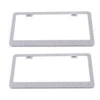 2Pcs Women Fashion Glitter Rhinestone Universal Car License Plate Frame With Screws Exterior Accessories Attractive Easy Install