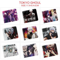 Tokyo Ghouls Kaneki Kens ผู้ชายผู้หญิงเด็กการ์ตูน Bifold กระเป๋าสตางค์เหรียญกระเป๋าพิมพ์สีสั้นผู้ถือบัตรเหรียญกระเป๋าสตางค์กระเป๋า Bifold กระเป๋าสตางค์