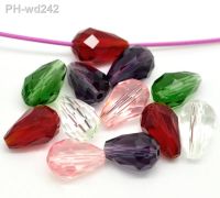 Doreen Box hot- 50Pcs Mixed Created Crystal Quartz Teardrop Beads 5500 11X8mm(B04790)