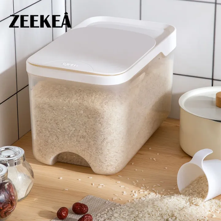 Zeekea 5kg Kitchen Storage Rice Dispenser Storage Box Food Dispensers