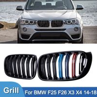 Pulleco Gloss Black M Color Car Front Bumper Grille Kidney Grilles Racing Grill For BMW X4 F26 X3 F25 2014-2018 Dual Slat Grills