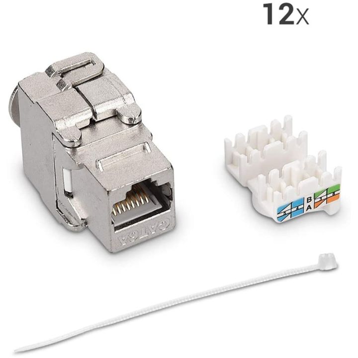 keystone-module-jacks-12-piece-cat6a-shielded-keystone-jack-rj45-cat-6a-ethernet-module-10-gbit-with-metal-housing