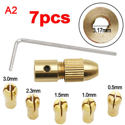 HUALI02 7ชิ้น2.35/3.17มม. เครื่องเจาะขนาดเล็กปลอกทองเหลืองสำหรับเจาะเพลา Motor Listrik