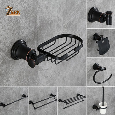 ZGRK Bathroom Material Set Black Dress Hook Towel Rack Bar Tray Holder Paper Toothbrush Holder Bathroom Accessories
