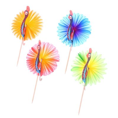 50pcs Creative Cocktail Toppers Decorative Fruit Toothpicks Peacock Cocktail Decoration Fruit Stick Party DIY Home Supplies
