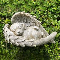 Sleeping Angel with Wings Decoration Resin Pet Memorial Statue Sculpture Ornament Garden Outdoor Decoration