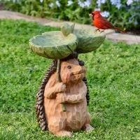 20ซม. เรซิ่นนก Feeder ตกแต่งสวนกลางแจ้ง Hedgehog Birdbath รูปปั้นสัตว์โบราณ Yard Decor Fox เครื่องประดับ Accessories