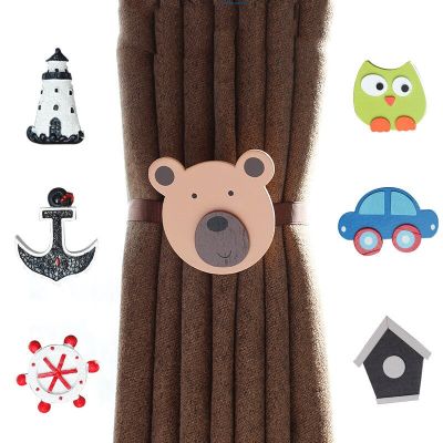 Cartoon Curtain Straps Wooden Magnetic Tieback Home Decor Hanging Buckle Holdback Clip Childrens Room Mosquito Buckle Holder