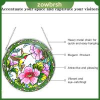 ZOWBRSH สีเขียวอ่อน การตกแต่งศิลปะทาสี 6.56.5นิ้วค่ะ อะคริลิค อุปกรณ์ตกแต่งหน้าต่าง ทำความสะอาดได้ง่าย การตกแต่งผนัง จี้หน้าต่างนกฮัมมิงเบิร์ด ห้องนอนและห้องนอน