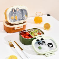 Portable Lunch Box Children Picnic Container Kawaii Cartoon Bento Box Stainless Steel Lunch Box Leakproof Lunch Container