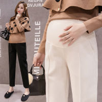 Autumn Winter Thick Woolen Maternity Pants Elastic Waist Belly Straight Casual Clothes for Women OL Pregnancy