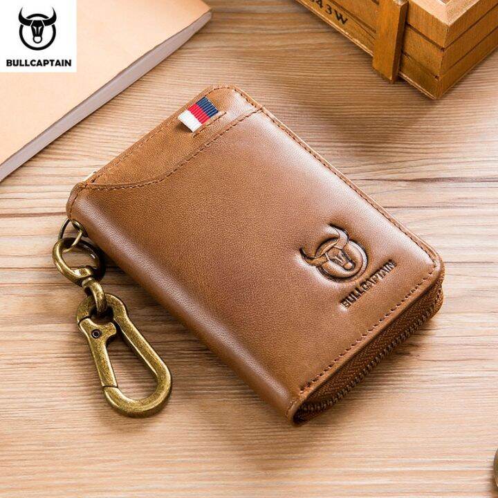 bullcaptain-genuine-leather-mens-key-card-bag-high-quality-multi-function-key-box-car-key-chain-wallet-mini-card-bag-key-clip