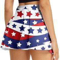 Loose Sports Mini Skirts Breathable Quick Dry Star Print Skirt 4th Of July Yo-ga Skirts Summer Womens Skirt Running Falda