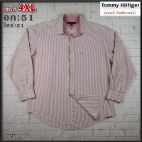 Tommy Hilfiger®แท้ อก 51 ไซส์ 4XL เสื้อเชิ้ตผู้ชาย ทอมมี่ ฮิลฟิกเกอร์ สีชมพู เสื้อแขนยาว เนื้อผ้าดีสวยๆ