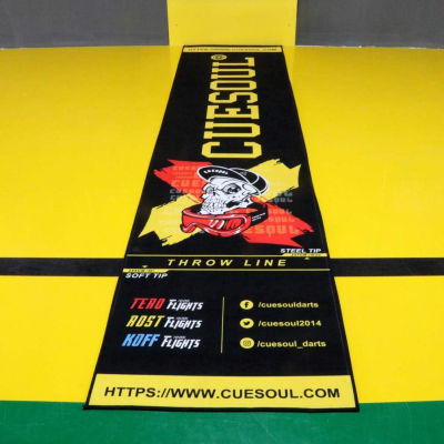 CUESOUL Heavy Duty Darts Mat Includes Both Official Soft &amp; Steel Tip Throwline Skull in Hat