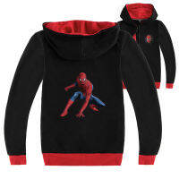 Spidermans Boy S 3-16ปี Hooded Zipper เสื้อกันหนาวเด็กเสื้อผ้าแจ็คเก็ตสำหรับชาย15ปีหญิงแขนยาวผ้าฝ้าย + โพลีเอสเตอร์ฤดูใบไม้ผลิและฤดูใบไม้ร่วงสีดำ/ สีเทา