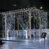 ZZOOI Christmas Decorations For Home Solar LED Fairy Garland Curtain String Light 3Mx3M Wedding Bedroom Room Garden Outdoor Decor