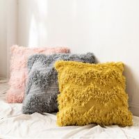 Nordic Style Fluffy Plush Fuzzy Throw Pillow Case Tufted Feather Tassels Boho Cushion Cover for Sofa Couch Home Decor